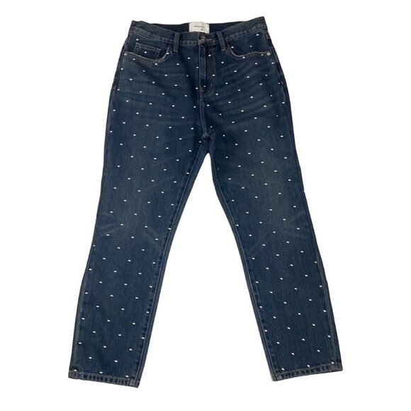 Current/Elliott Cropped Slim High Rise Studded Jeans Women’s Size 28 - Picture 1 of 12